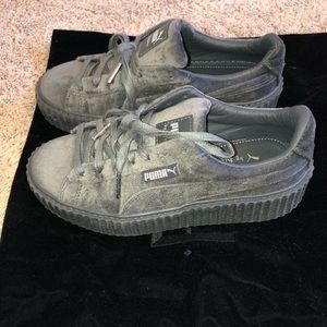 Gray, suede Fenty sneakers